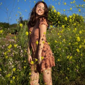 Babydoll short sleeve floor dress